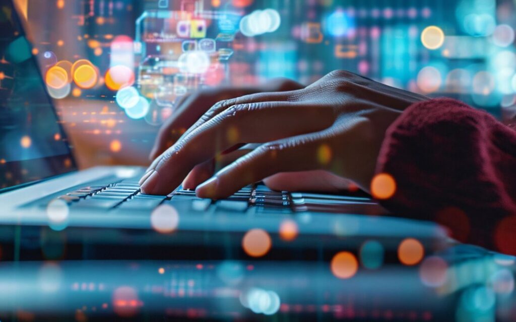 Hands typing on a computer