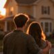 A young couple standing in front of a house, dreaming of owning it