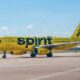 Spirit airlines airplane on the air stripe
