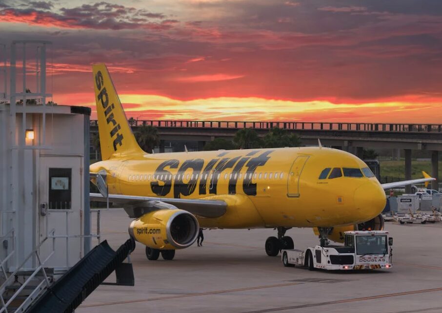 Spirit Airlines airplane on the ground