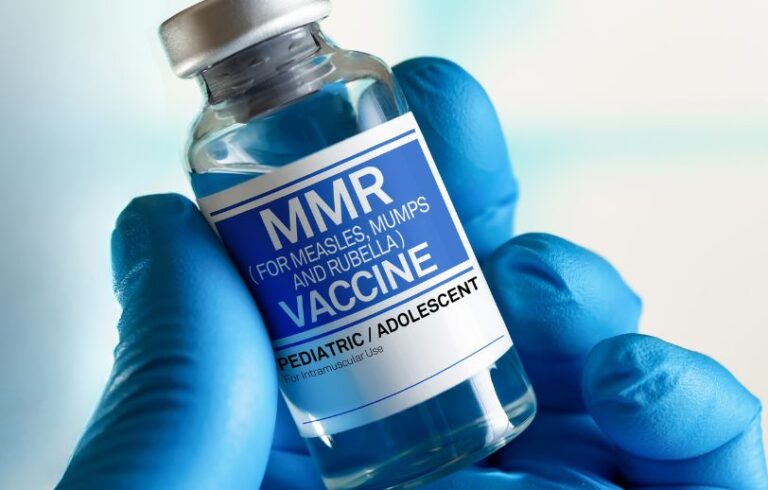 Bottle of MMR vaccine
