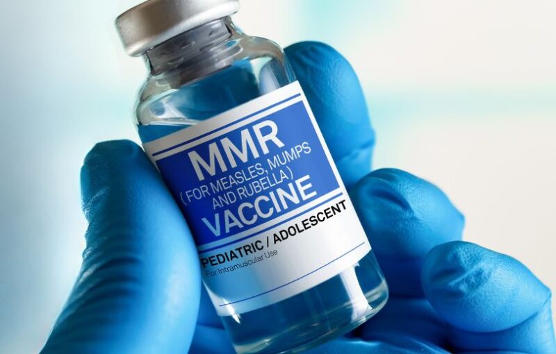 Bottle of MMR vaccine